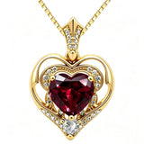 14K Gold Plated Birthstone Double Heart Pendant Necklace Love Jewelry Anniversary Birthday Mother's Day Valentine's Day Gift