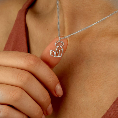 Sterling Silver Fox Pendant Necklace