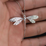 Sterling Silver Dragonfly Necklace Open Work Dragon Fly Pendant Dragonfly JewelryInsect Jewelry