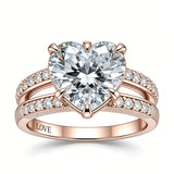 Sterling Silver 10K 14K 18K Gold Personalized Engraved Moissanite Wedding Engagement Promise Band Ring