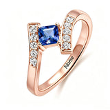 10K 14K 18K Gold Square Shaped Personalized 1-5 Birthstone  Family Mother's Ring Anniversary Ring for Women