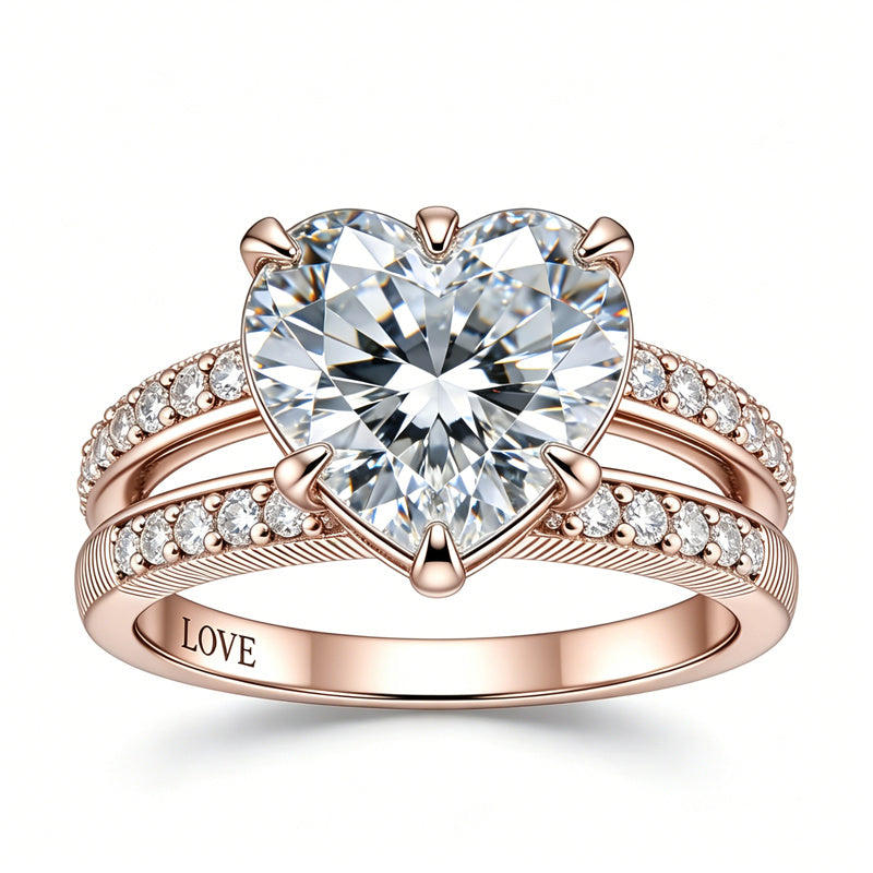 Sterling Silver 10K 14K 18K Gold Personalized Engraved Moissanite Wedding Engagement Promise Band Ring