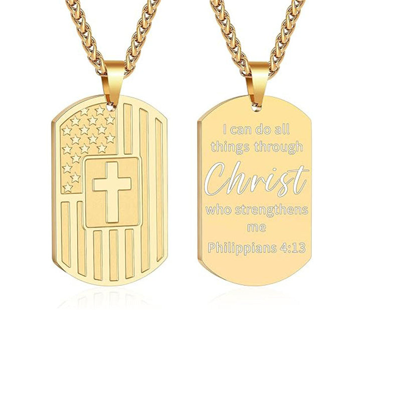 Stainless Steel American Dog Tag Pendant Necklace for Men