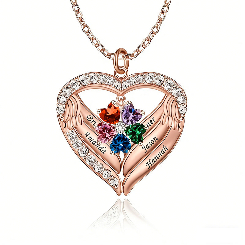 Copper Sterling Silver Simulated Birthstone Name Pendant Necklace for Mom