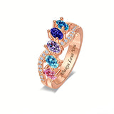 Copper Sterling Silver Personalized 1-6 Simulated Birthstones  Infinity Family Ring for Women