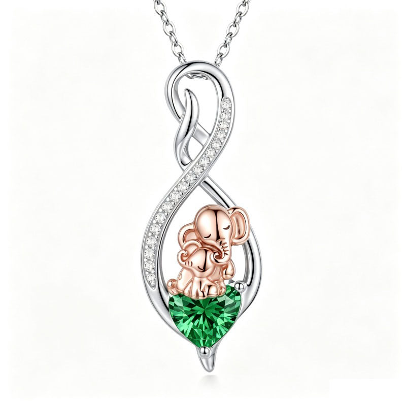 Sterling Silver 12 Month Birthstone Infinity Heart Animal Pendant Necklace Christmas Birthday Jewelry Gift