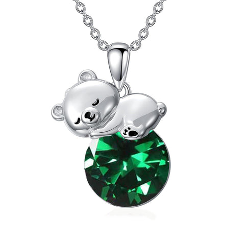 Sterling Silver Cubic Zirconia Teddy Bear Pendant Necklace Christmas Gifts for Women