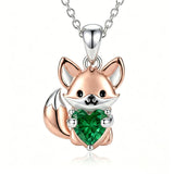 Sterling Silver 12 Month Birthstones Hedgehog Pug Fox Otter Pendant Necklace Gifts for  Birthday, Christmas, Graduation
