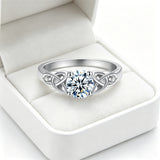 Sterling Silver 10K 14K 18K Gold  Personalized Engraved Moissanite Celtic Knot Wedding Engagement Ring
