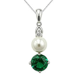 14K Gold Plated Birthstone 8MM  Round Pearl Pendant Necklace for Women