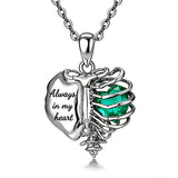 Sterling Silver Black Heart Skeleton Necklace With Engraved