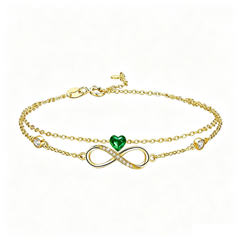 14K Gold Plated Birthstone Infinity Double-Layer Braceletfor Women