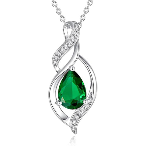 Sterling Silver Teardrop Birthstone Infinity Love Necklace for Women