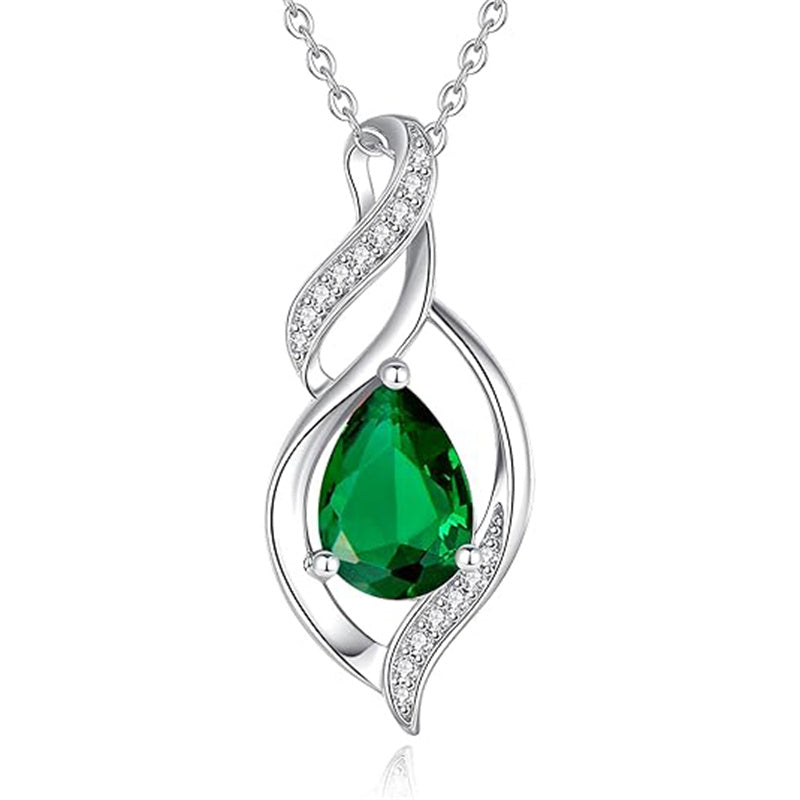 Sterling Silver Teardrop Birthstone Infinity Love Necklace for Women
