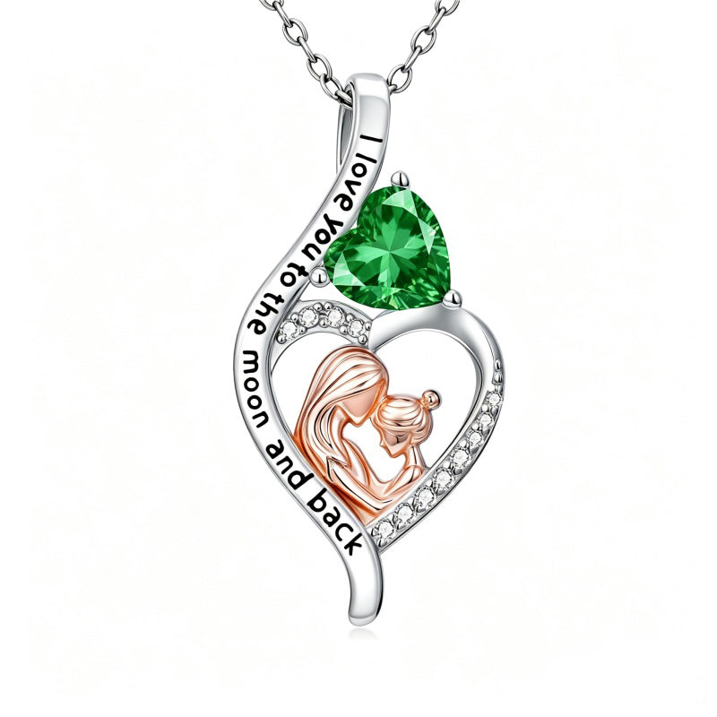 14K Gold Plated Birthstone Heart Infinity Necklace Mother's Day  Gift