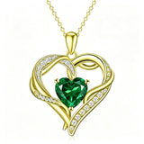 14K Gold  Plated 12 Months Birthstone Forever Love Heart Necklace Birthday Anniversary Wedding Gift