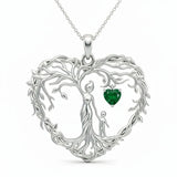 Sterling Silver Heart Pendant Birthstone Tree of Life Mother Child Family Necklace
