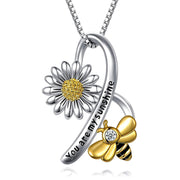 925 Sterling Silver Sunflower Necklace You Are My Sunshine Daisy Flower Pendant Jewelry for Women
