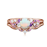 Sterling Silver 1CT Round Gemstone Engagement Promise Anniversary Ring Set for Women