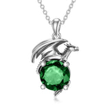 Dragon Necklace for Women/Men Sterling Silver Necklace with Birthstone Gift for Women/Men