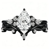 Sterling Silver 10K 14K 18K Gold 1CT-4CT Heart Round Teardrop Oval Moissanite Engagement Rings Set for Women