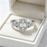 Sterling Silver 10K 14K 18K Gold  Personalized Engraved Moissanite Celtic Knot Wedding Engagement Ring