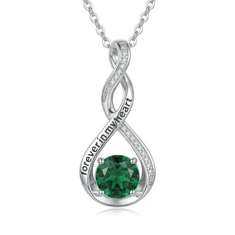 14K Gold Plated 12 Month Birthstone Infinity Twisted Pendant Necklace Mother's Day Christmas Anniversary Birthday Gift