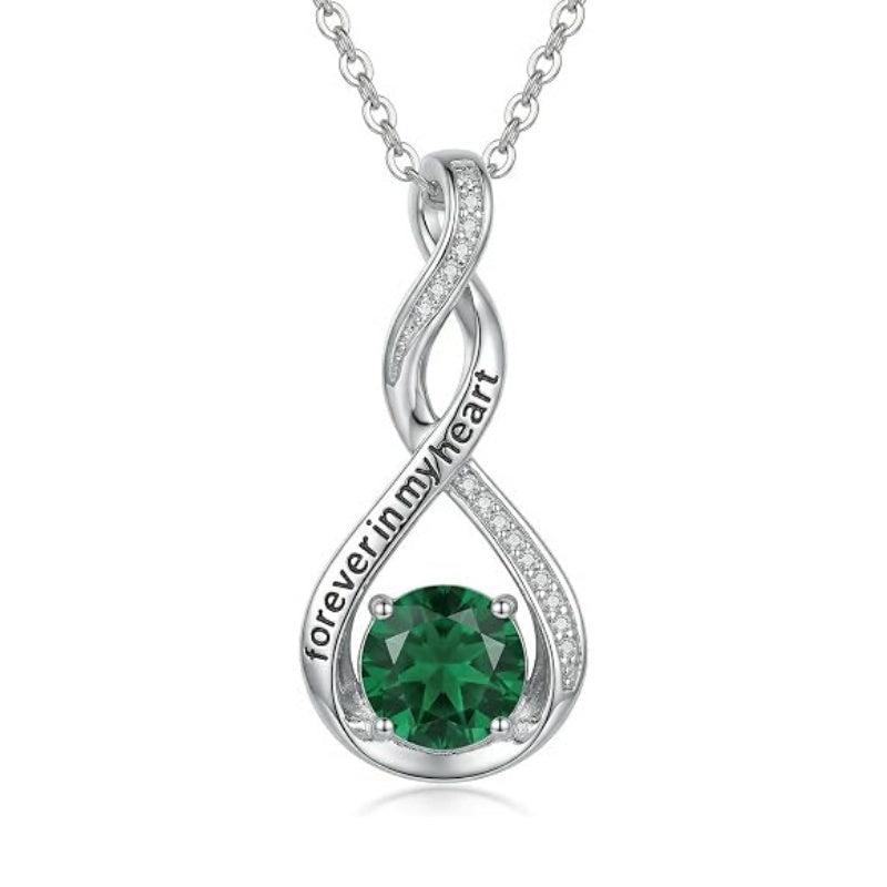 14K Gold Plated 12 Month Birthstone Infinity Twisted Pendant Necklace Mother's Day Christmas Anniversary Birthday Gift