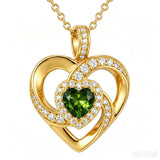 14K Gold Plated Love Heart Birthstone Necklace for Women