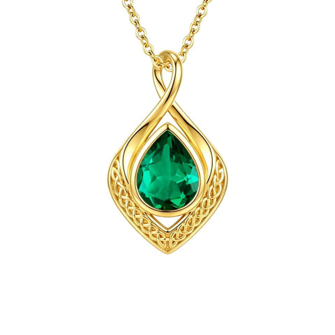 14K Gold Plated  Birthstone Celtic Knot Infinity Necklace  Birthday Christmas Jewelry Gift