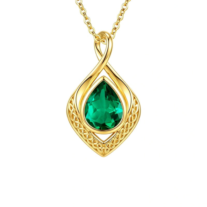 14K Gold Plated  Birthstone Celtic Knot Infinity Necklace  Birthday Christmas Jewelry Gift