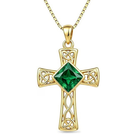 14K Gold Plated  Birthstone Cross Necklace  Pendant Necklace Mother's Day Birthday Gifts for Women