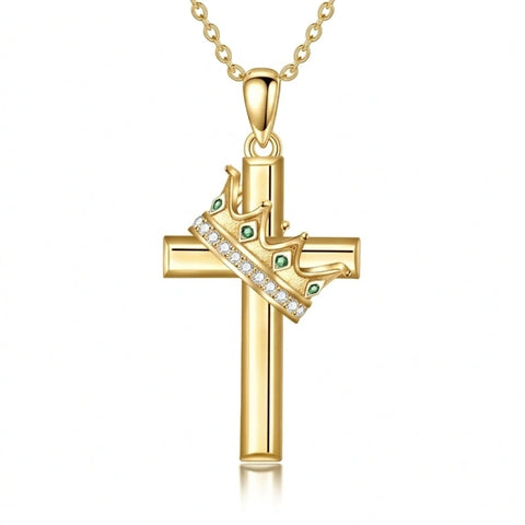 14K Gold Plated Birthstone Infinity  Cross Pendant NecklaceJewelry for Women