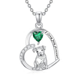 Sterling Silver 12 Month Birthstone Schnauzer Chihuahua Pitbull Pug Pendant Necklace for Women