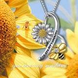 925 Sterling Silver Sunflower Necklace You Are My Sunshine Daisy Flower Pendant Jewelry for Women