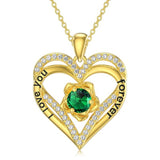 14K Gold Plated  Birthstone Rose Flower Pendant Necklace Birthday Wedding Anniversary Jewelry Gifts for Women