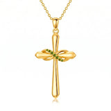 14K Gold Plated Birthstone Infinity  Cross Pendant NecklaceJewelry for Women