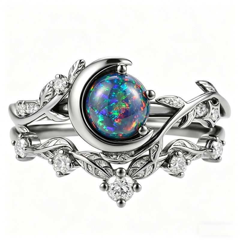 Sterling Silver 10K  14K  18K  Gold Personalized Engraved Black Opal Engagement Wedding Promise Ring for Her