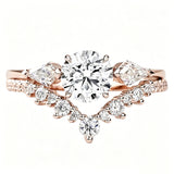 Sterling Silver 10K 14K 18K Gold 1CT-4CT Heart Round Teardrop Oval Moissanite Engagement Rings Set for Women