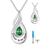 Sterling Silver Personalized Engraved Birthstone Urn Necklace for Ashes