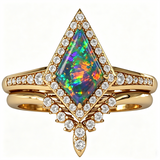 Sterling Silver 10K  14K  18K  Gold Personalized Engraved Black Opal Engagement Wedding Promise Ring for Her
