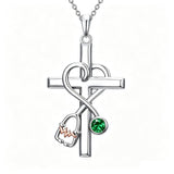 14K Gold Plated  Birthstone Stethoscope Cross Necklace Graduation Gifts for Women RN