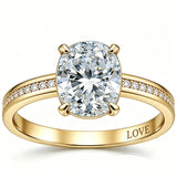 Sterling Silver 10K 14K 18K Gold Personalized Engraved Moissanite Wedding Engagement Promise Band Ring