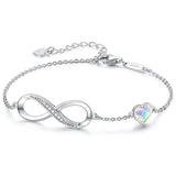 Infinity Heart Symbol Charm Link Bracelet for Women 925 Sterling Silver  Adjustable Anniversary Jewelry Christmas Birthday Gifts