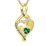 10K 14K 18K Yellow Gold 12 Months Birthstone  Infinity Mother Daughter Pendant Necklace