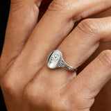 925 Sterling Silver Birth Flower Ring Vintage Flower Signet Ring Mother's Day Gift