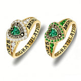 Sterling Silver Personalized Birthstone Engraved Class Rings for Women, College Senior High School Ring