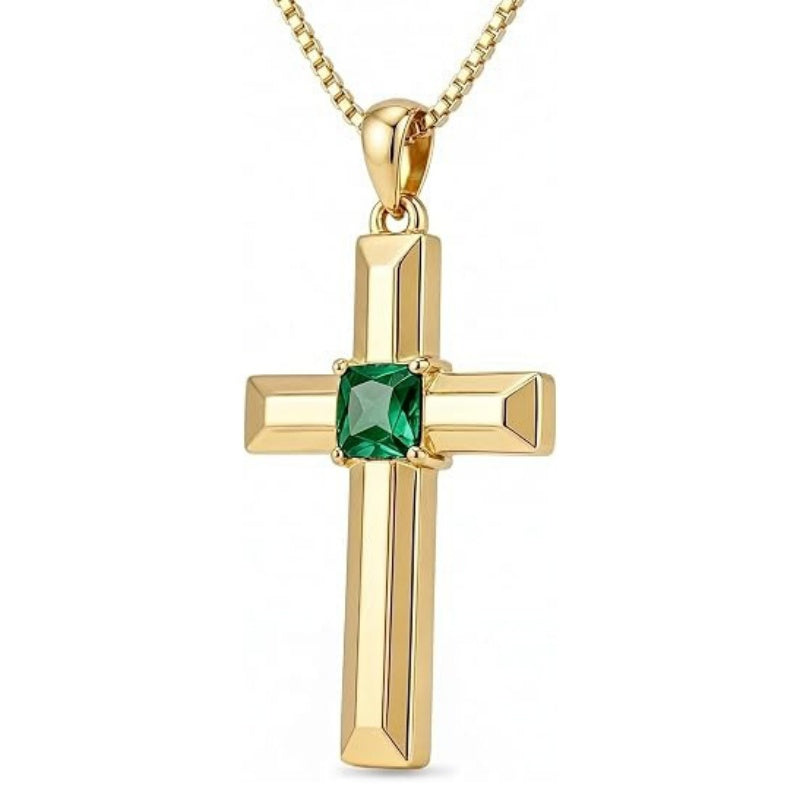 14K Gold Plated  Birthstone Cross Necklace  Pendant Necklace Mother's Day Birthday Gifts for Women
