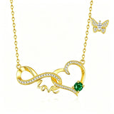 14K Gold Plated Birthstone Infinity Butterfly Necklace for Women