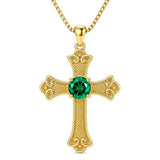 14K Gold Plated  Birthstone Cross Necklace  Pendant Necklace Mother's Day Birthday Gifts for Women
